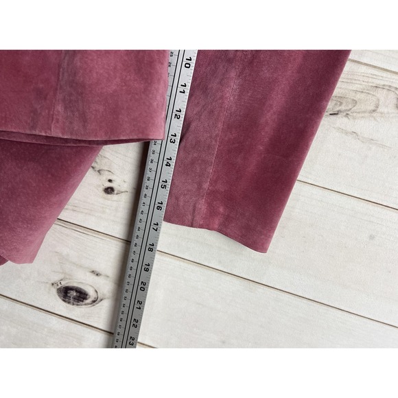Bernardo Coat Womens Large Pink Suede Leather Button Front Lined Mid Length - Picture 9 of 10